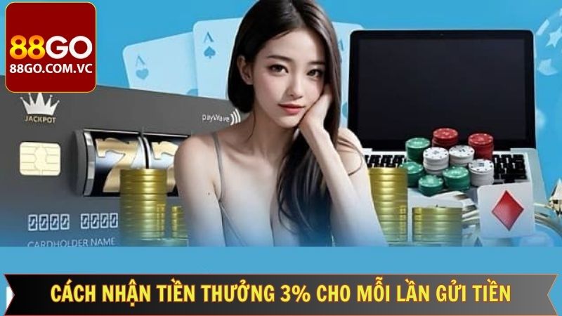 Hướng dẫn nhận 88GO Tiền thưởng 3% cho mỗi lần gửi tiền