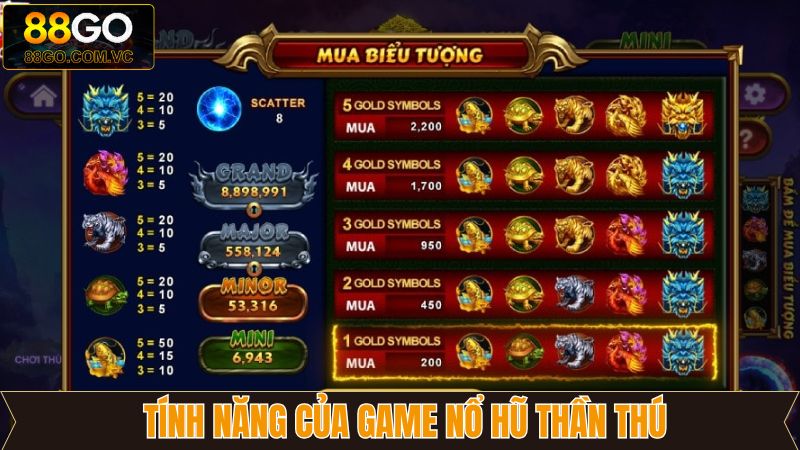 Nổ Hũ Thần Thú 88GO - Trận Chiến Giữa Các Linh Thú Huyền Bí 3 Tính năng nổi bật của game nổ hũ Thần Thú